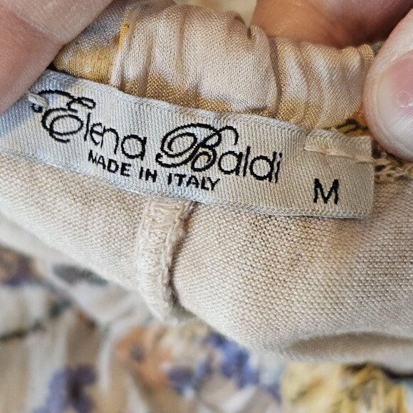 Elena Baldi Silk Blend Tiered Floral Print Maxi Dress Generous Size Medium Cream - Picture 10 of 13